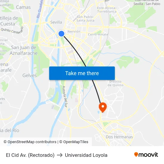 El Cid Av. (Rectorado) to Universidad Loyola map
