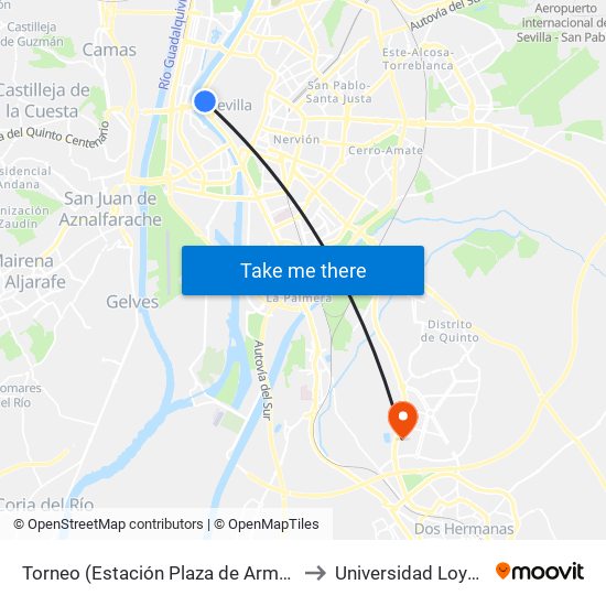 Torneo (Estación Plaza de Armas) to Universidad Loyola map