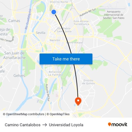 Camino Cantalobos to Universidad Loyola map