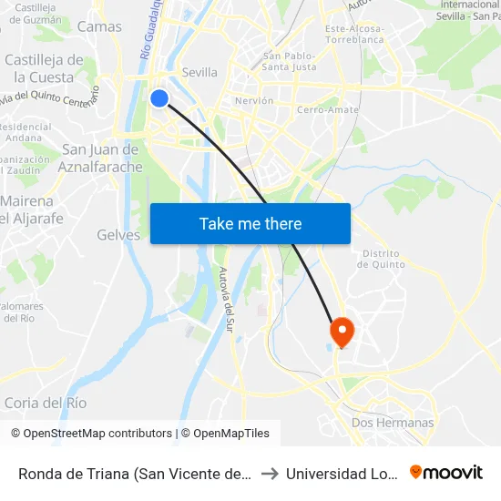 Ronda de Triana (San Vicente de Paúl) to Universidad Loyola map