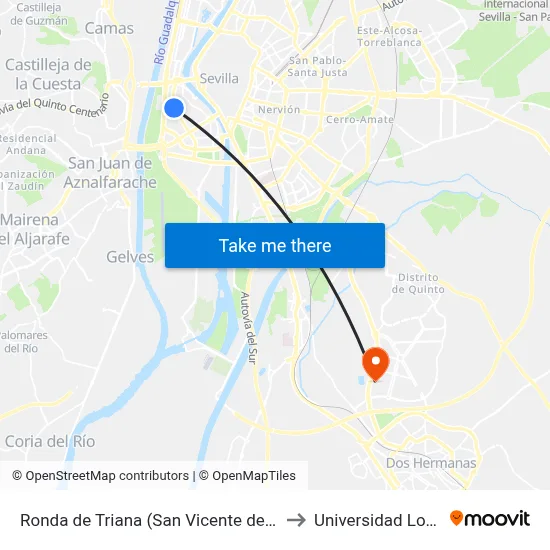 Ronda de Triana (San Vicente de Paúl) to Universidad Loyola map