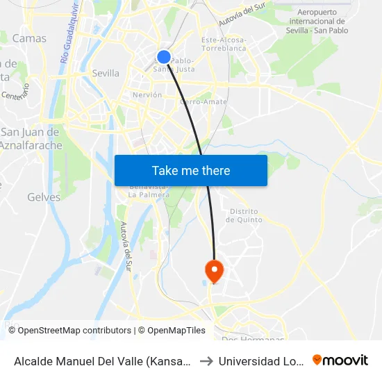 Alcalde Manuel Del Valle (Kansas City) to Universidad Loyola map