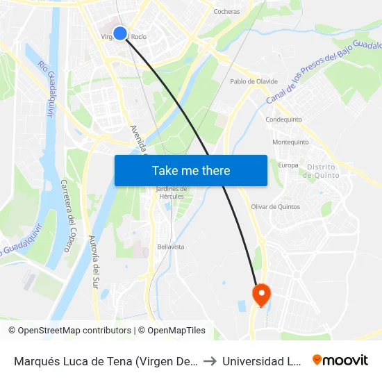 Marqués Luca de Tena (Virgen Del Rocío) to Universidad Loyola map