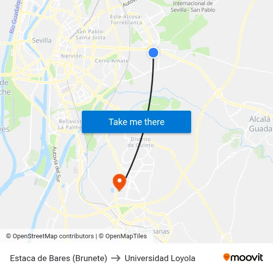 Estaca de Bares (Brunete) to Universidad Loyola map