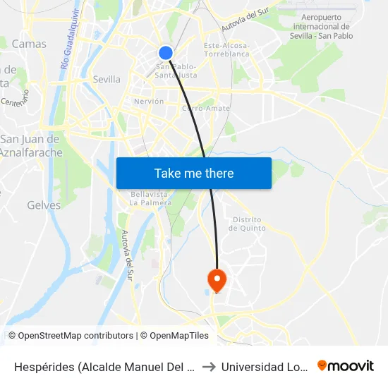 Hespérides (Alcalde Manuel Del Valle) to Universidad Loyola map