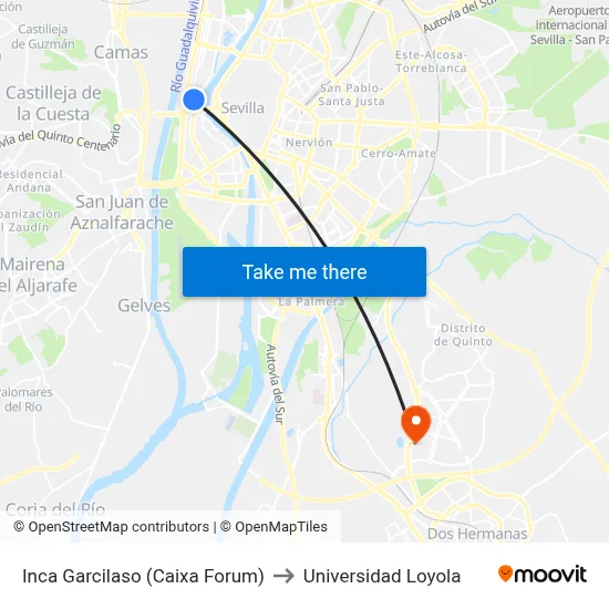 Inca Garcilaso (Caixa Forum) to Universidad Loyola map