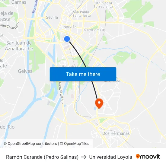 Ramón Carande (Pedro Salinas) to Universidad Loyola map