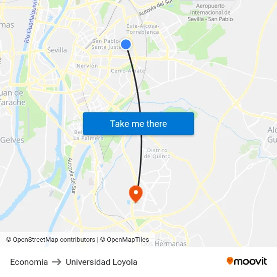 Economia to Universidad Loyola map