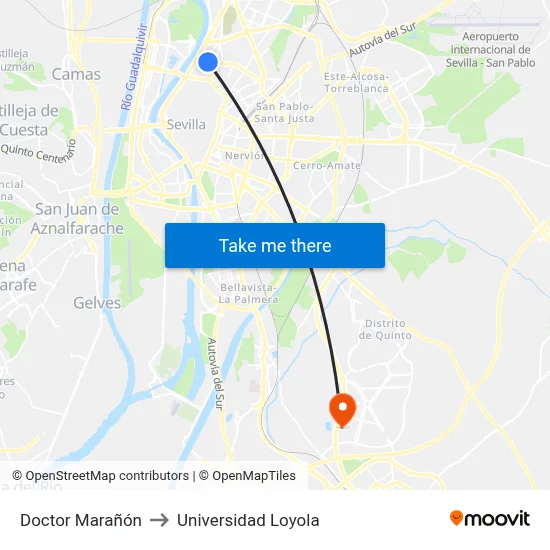 Doctor Marañón to Universidad Loyola map