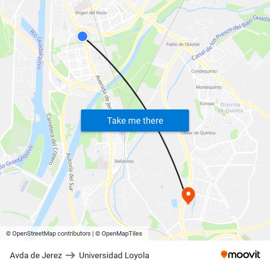 Avda de Jerez to Universidad Loyola map