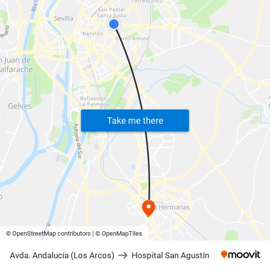 Avda. Andalucía (Los Arcos) to Hospital San Agustín map