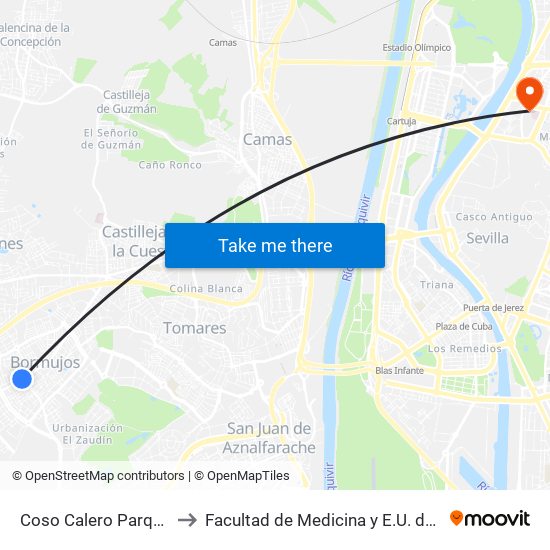 Coso Calero Parque Los Alamos to Facultad de Medicina y E.U. de Ciencias de La Salud map