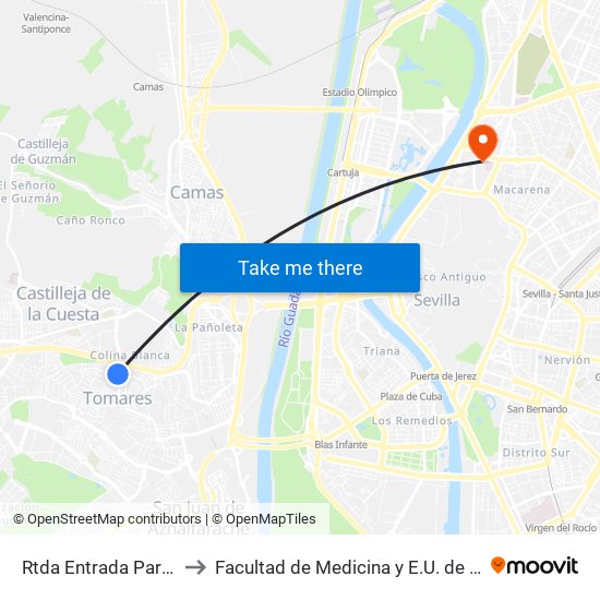Rtda Entrada Parque (Frente)) to Facultad de Medicina y E.U. de Ciencias de La Salud map