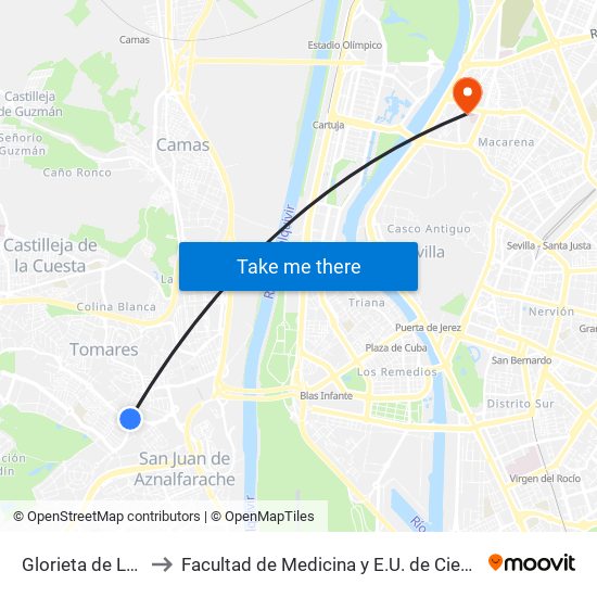 Glorieta de La Luz(V) to Facultad de Medicina y E.U. de Ciencias de La Salud map