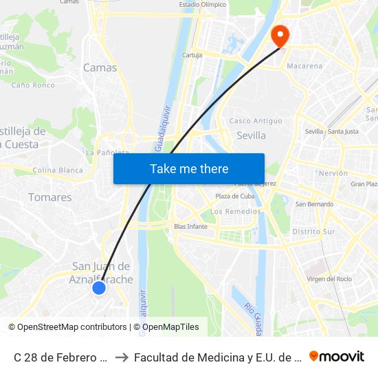 C 28 de Febrero Ambulatorio to Facultad de Medicina y E.U. de Ciencias de La Salud map