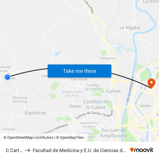 C Cartuja to Facultad de Medicina y E.U. de Ciencias de La Salud map