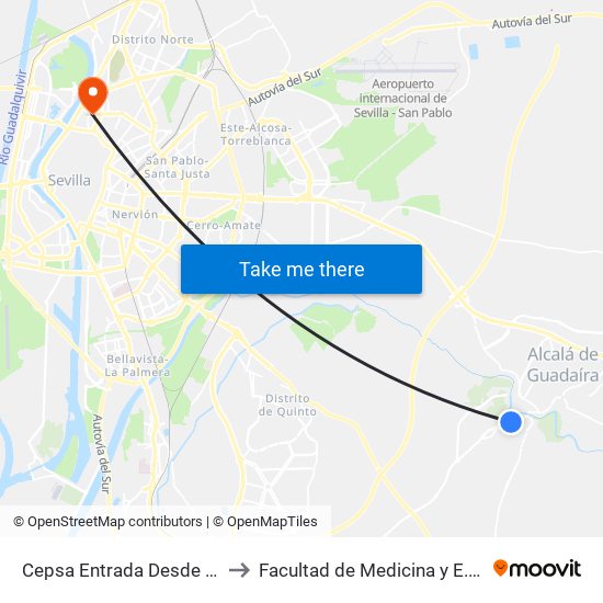 Cepsa Entrada Desde Ctra Dos Hermanas (V) to Facultad de Medicina y E.U. de Ciencias de La Salud map