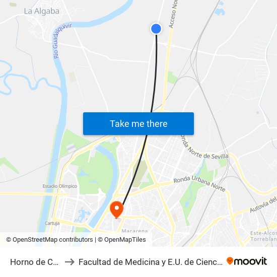 Horno de Curro (I) to Facultad de Medicina y E.U. de Ciencias de La Salud map