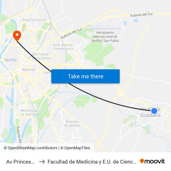 Av Princesa Sofia to Facultad de Medicina y E.U. de Ciencias de La Salud map