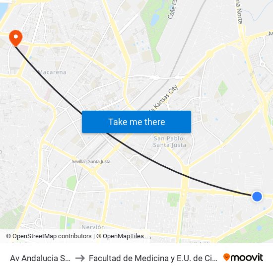 Av Andalucia Sta Aurelia to Facultad de Medicina y E.U. de Ciencias de La Salud map