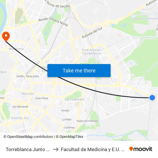 Torreblanca Junto Puente Peatonal to Facultad de Medicina y E.U. de Ciencias de La Salud map