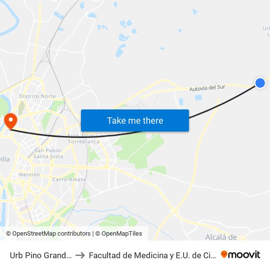 Urb Pino Grande (Frente) to Facultad de Medicina y E.U. de Ciencias de La Salud map