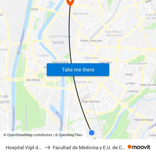 Hospital Vigil de Quinones to Facultad de Medicina y E.U. de Ciencias de La Salud map