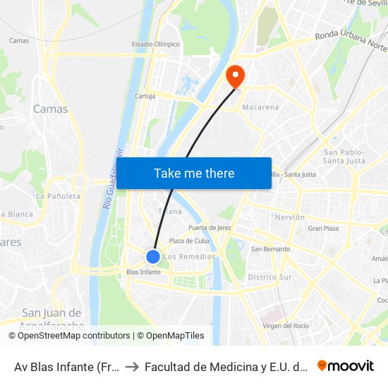 Av Blas Infante (Frente Ed Urbis) to Facultad de Medicina y E.U. de Ciencias de La Salud map