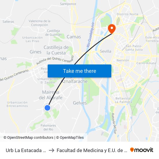 Urb La Estacada Del Marques to Facultad de Medicina y E.U. de Ciencias de La Salud map