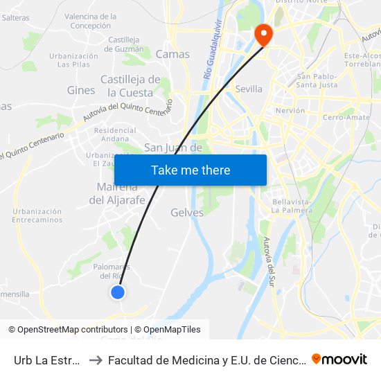 Urb La Estrella (V) to Facultad de Medicina y E.U. de Ciencias de La Salud map