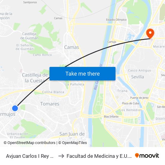 Avjuan Carlos I Rey de España (Parque) to Facultad de Medicina y E.U. de Ciencias de La Salud map