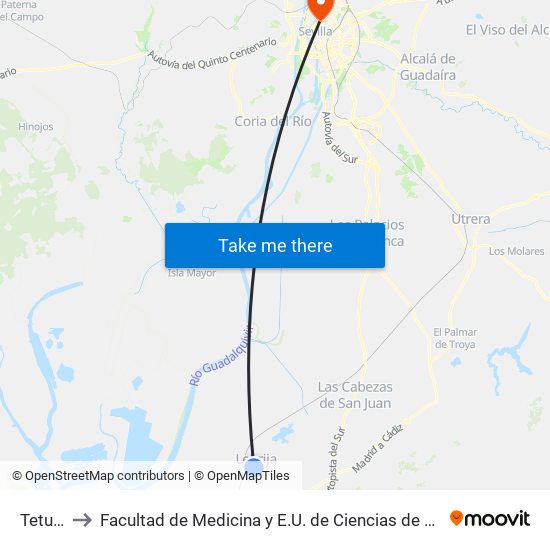 Tetuán to Facultad de Medicina y E.U. de Ciencias de La Salud map