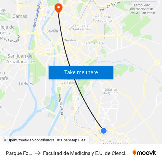 Parque Forestal to Facultad de Medicina y E.U. de Ciencias de La Salud map