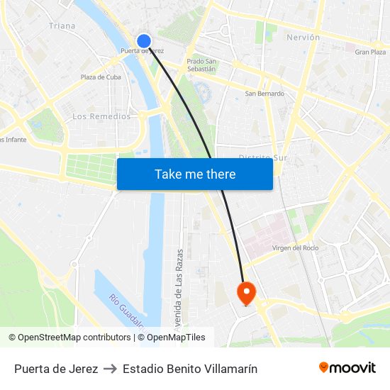 Puerta de Jerez to Estadio Benito Villamarín map