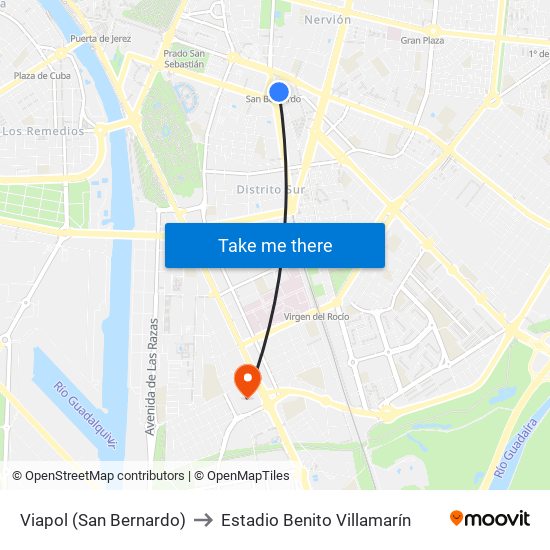 Viapol (San Bernardo) to Estadio Benito Villamarín map