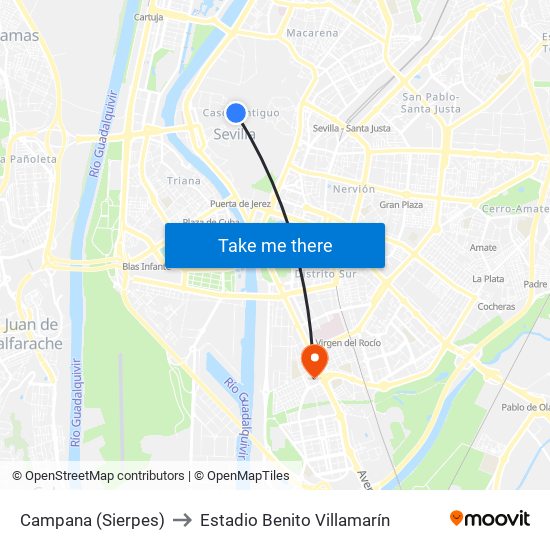 Campana (Sierpes) to Estadio Benito Villamarín map