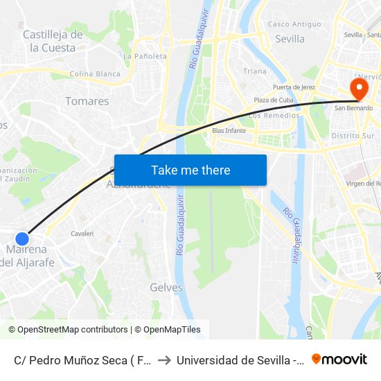 C/ Pedro Muñoz Seca ( Fte Colegio Santa Teresa ) to Universidad de Sevilla - Campus Ramón y Cajal map