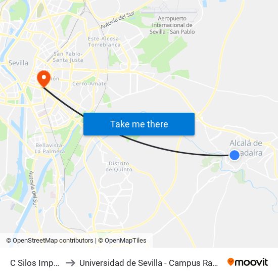 C Silos Imprenta to Universidad de Sevilla - Campus Ramón y Cajal map