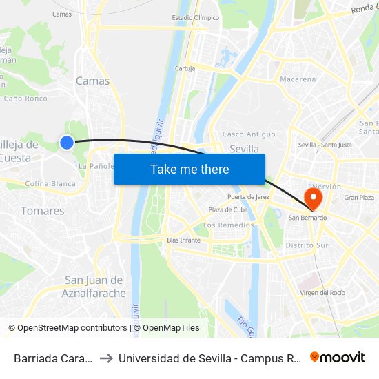 Barriada Carambolo to Universidad de Sevilla - Campus Ramón y Cajal map