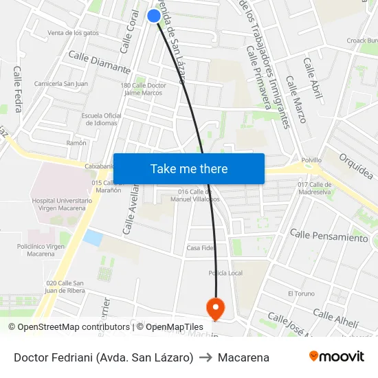Doctor Fedriani (Avda. San Lázaro) to Macarena map