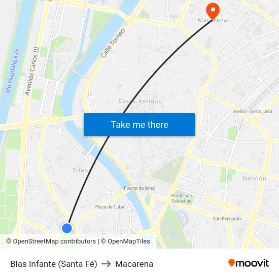 Blas Infante (Santa Fé) to Macarena map