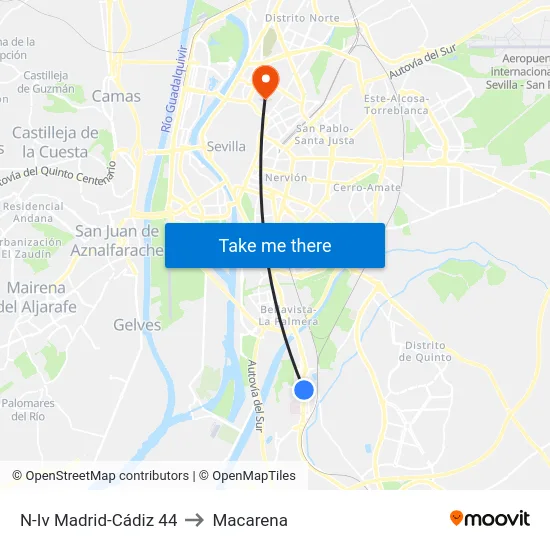N-Iv Madrid-Cádiz 44 to Macarena map