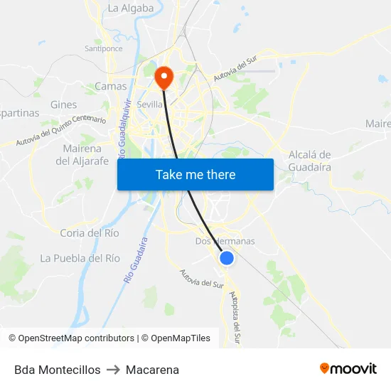 Bda Montecillos to Macarena map