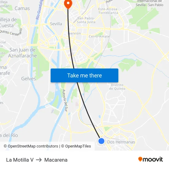 La Motilla V to Macarena map