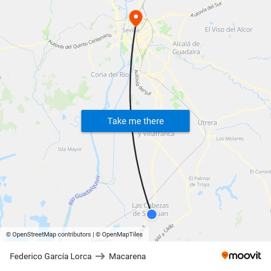 Federico García Lorca to Macarena map