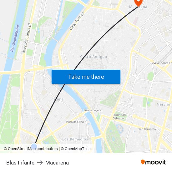 Blas Infante to Macarena map