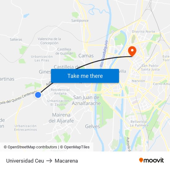 Universidad Ceu to Macarena map