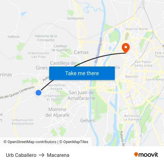 Urb Caballero to Macarena map