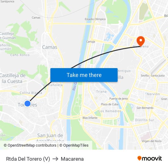 Rtda Del Torero (V) to Macarena map