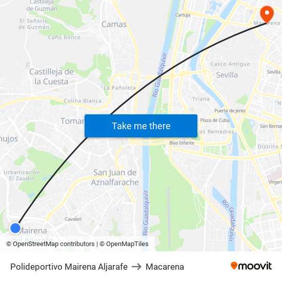 Polideportivo Mairena Aljarafe to Macarena map